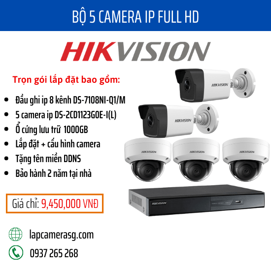 Lắp Đặt Trọn Bộ 5 Camera Ip Hikvision
