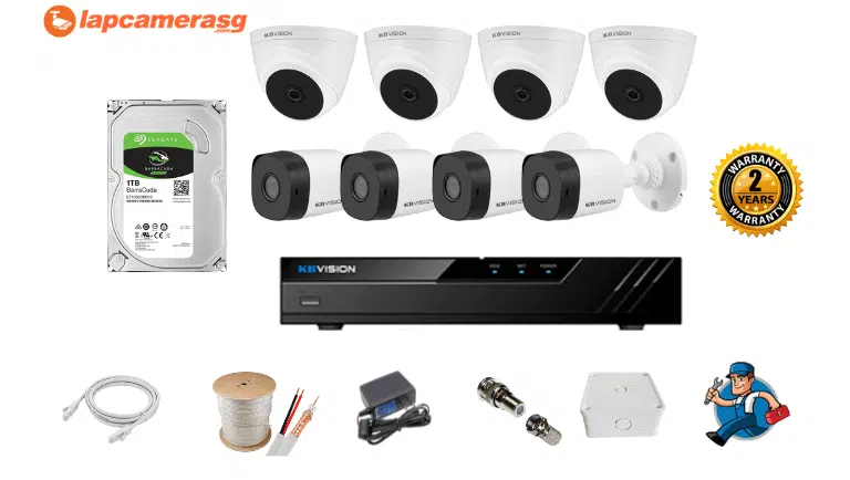 Bộ 8 camera Kbvision và phụ kiện