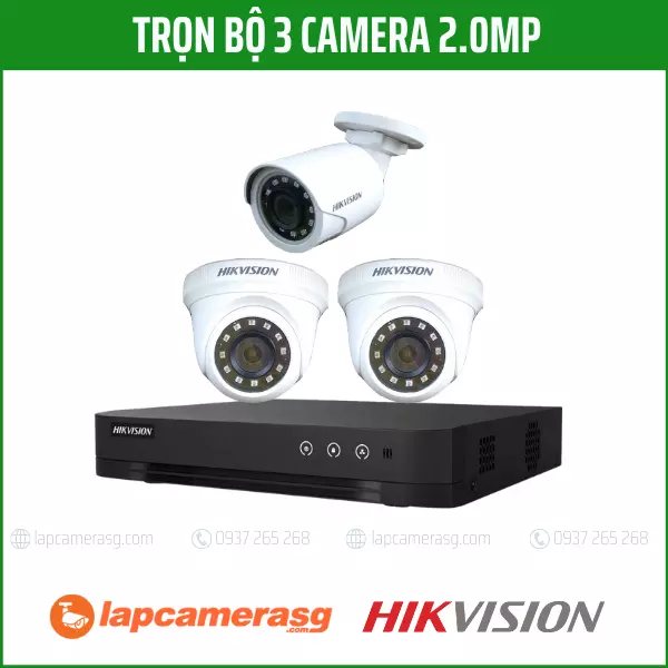 Trọn bộ 3 camera Hikvision
