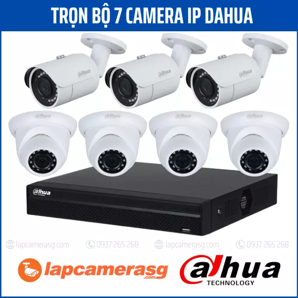 Trọn bộ 7 camera ip Dahua
